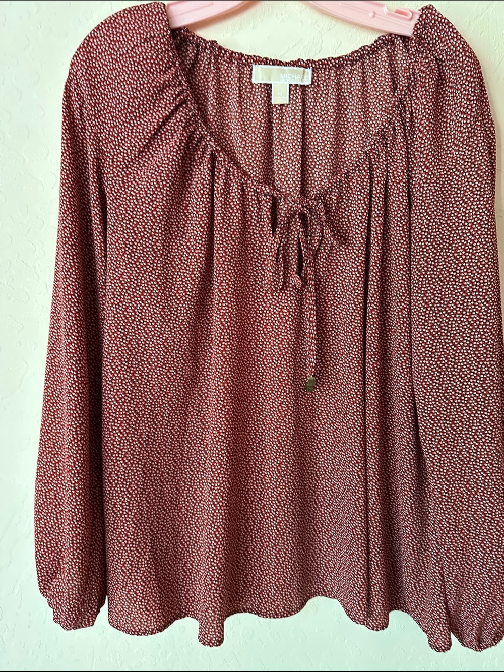 Michael Kors Burgundy Dot Peasant Tunic